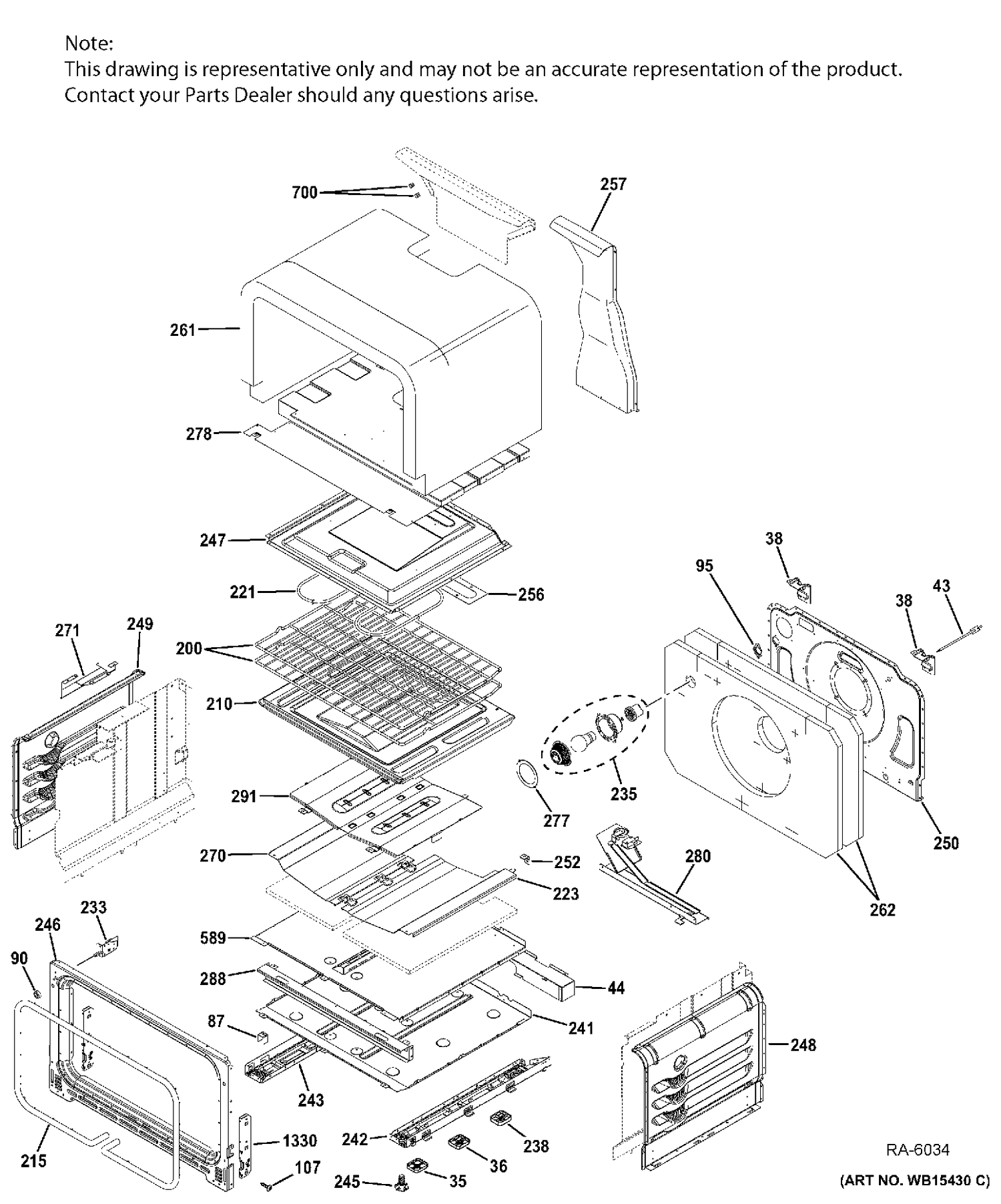 LOWER OVEN Diagram and Parts List for PCGB980ZEJ2SS  General Electric Range