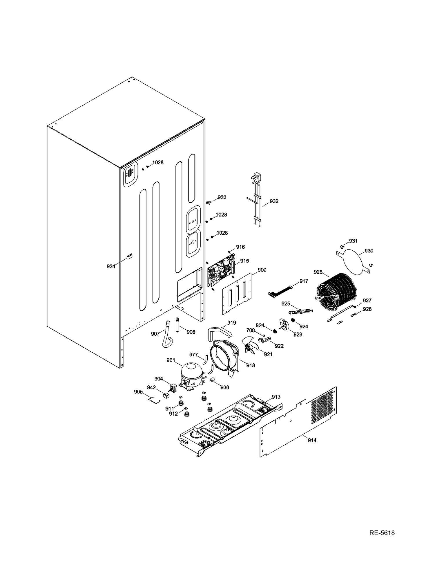SEALED SYSTEM & MOTHERBOARD Diagram and Parts List for PDR20KSEALES  General Electric Refrigerator