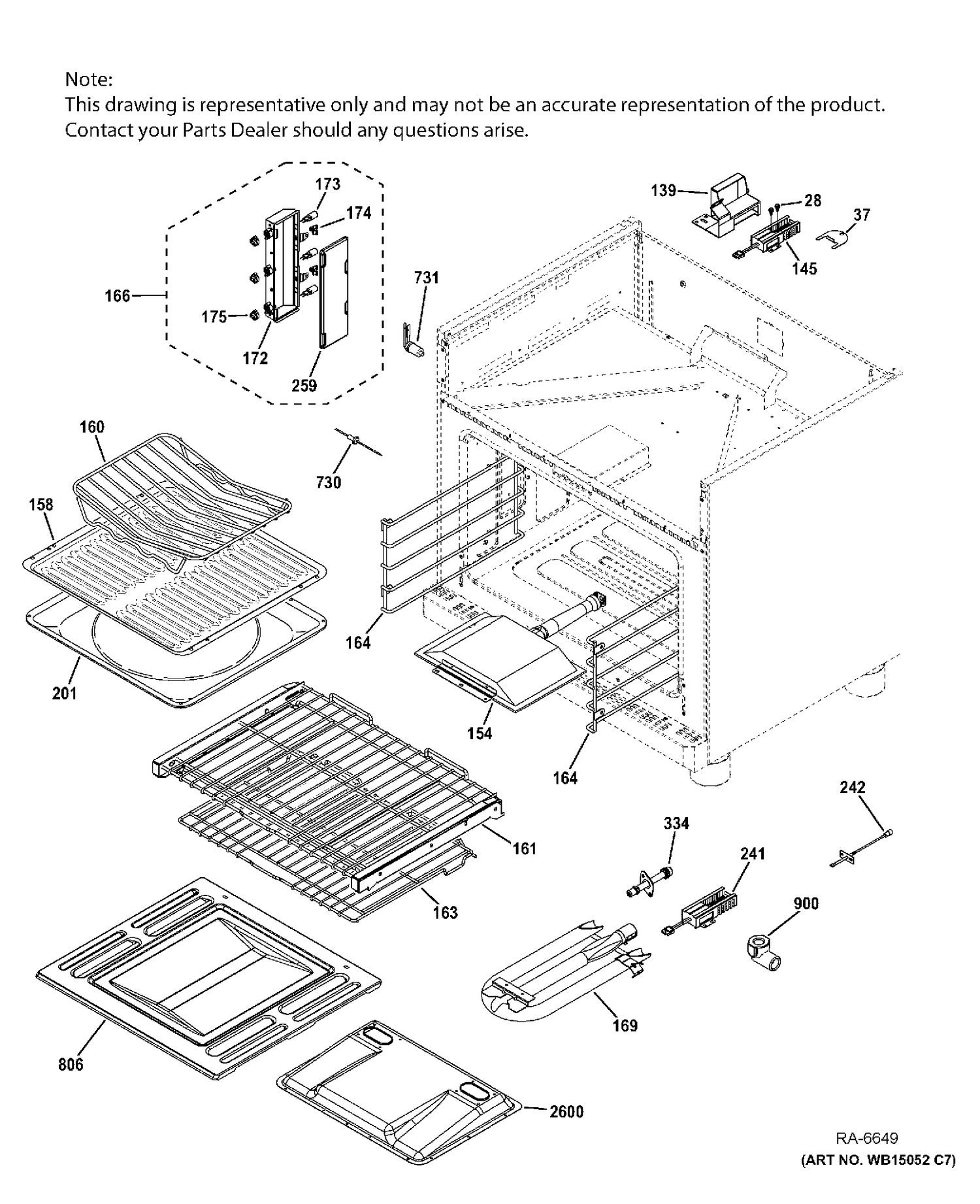 OVEN CAVITY PARTS Diagram and Parts List for ZGP366NR5SS  General Electric Range