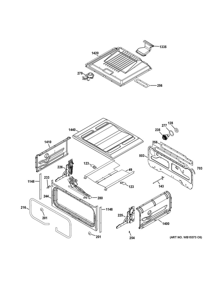 Upper Oven Diagram and Parts List for JGB850EEF3ES  General Electric Range