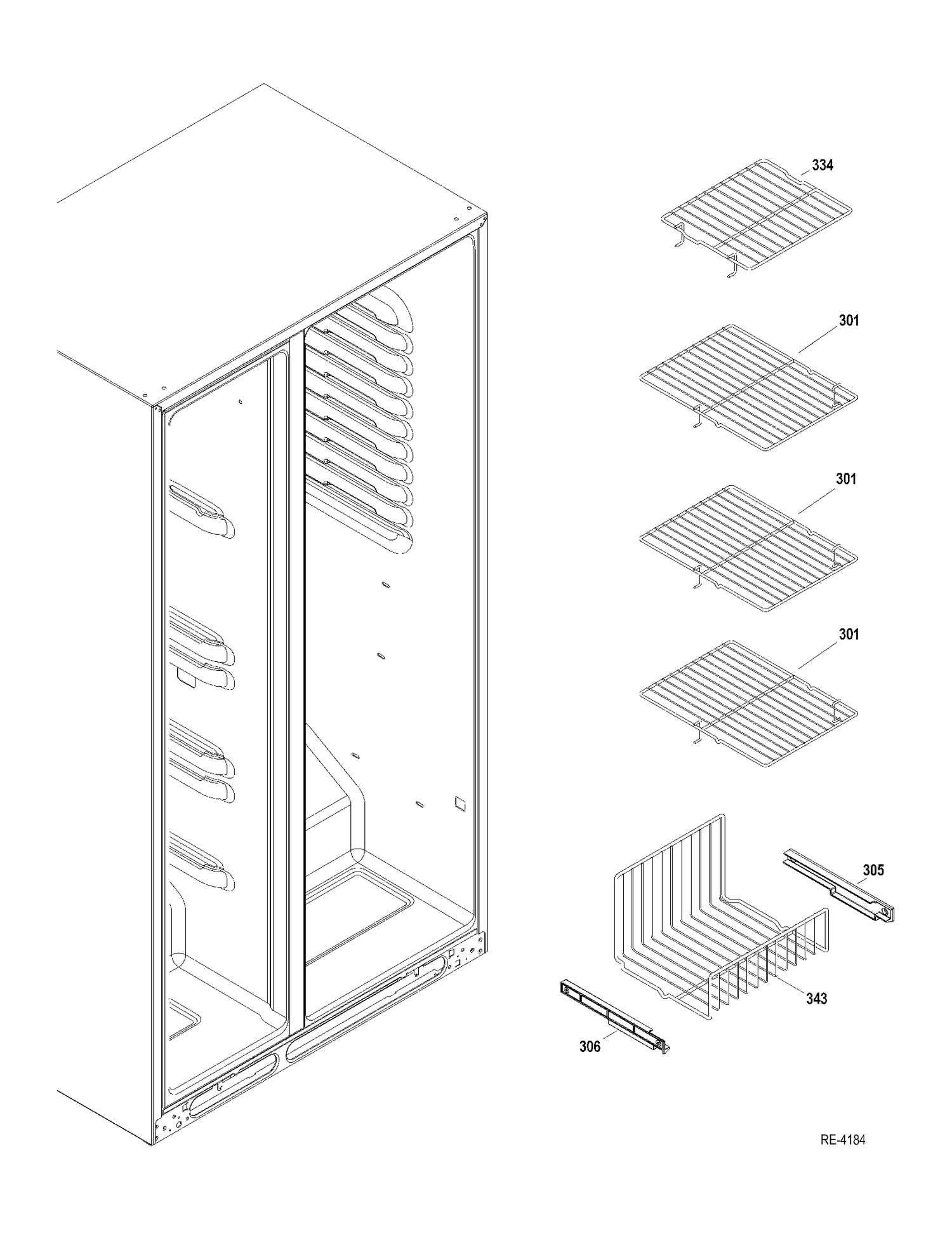 FZ SHELVES Diagram and Parts List for GSRL3KLXIFLB  General Electric Refrigerator