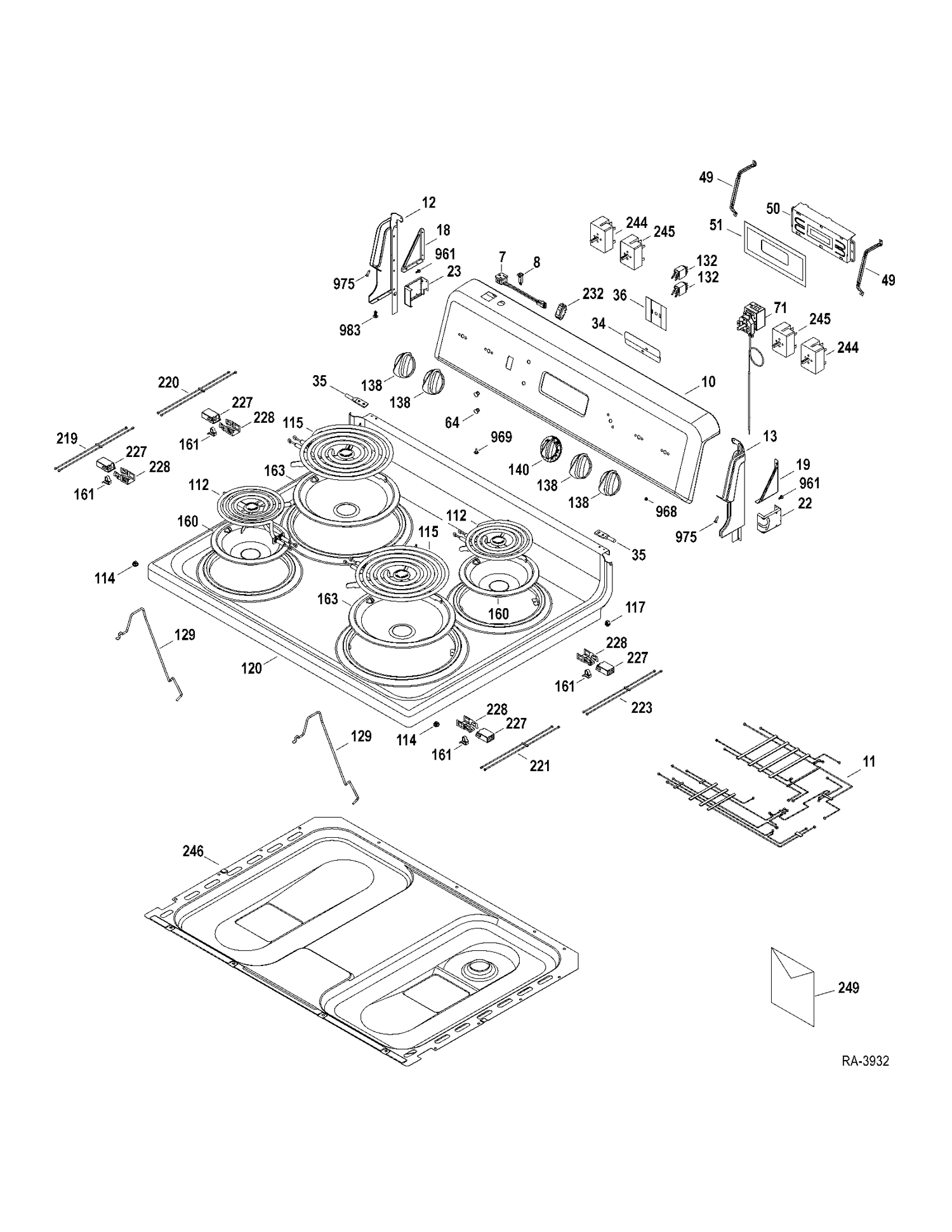 CONTROLS-COOKTOP Diagram and Parts List for MCBS525R2WW  General Electric Range