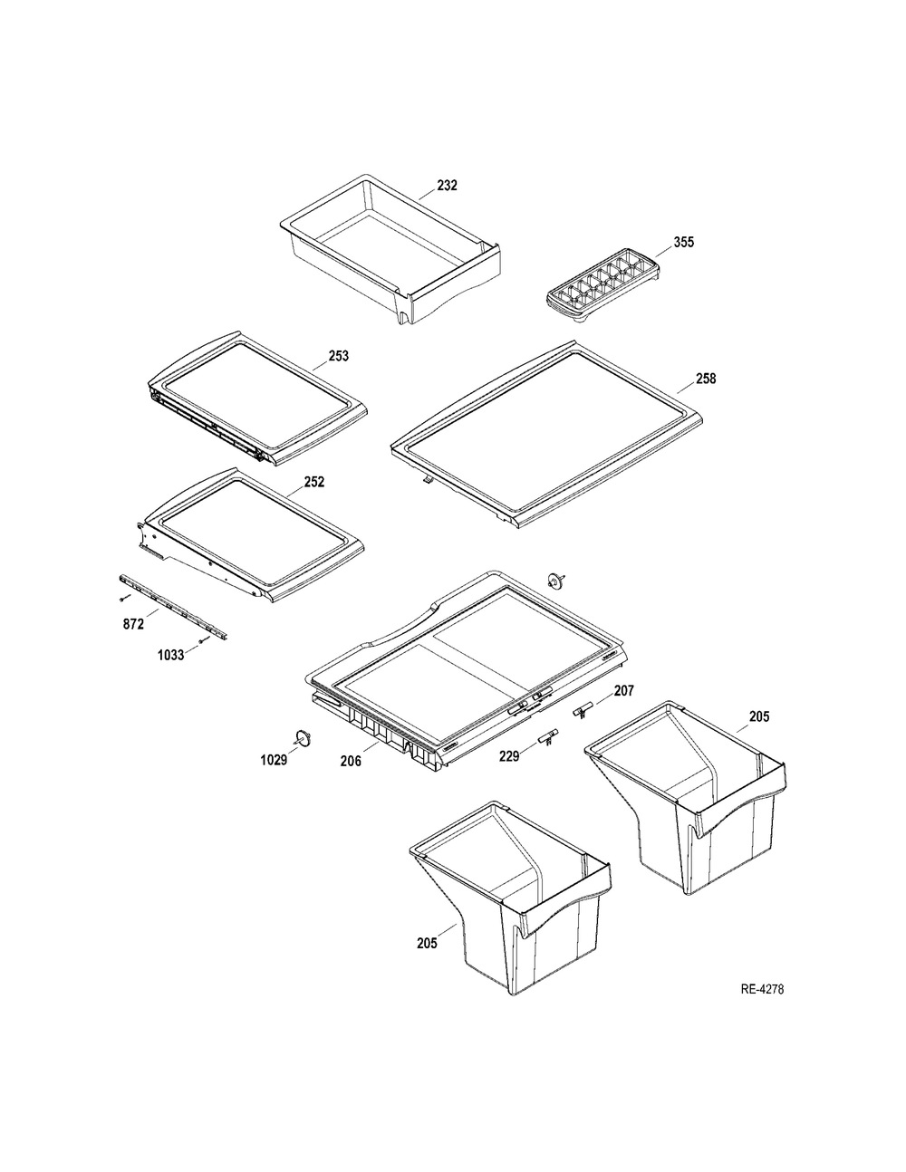 Ff Shelves Diagram and Parts List for JCB870SF2SS  General Electric Range