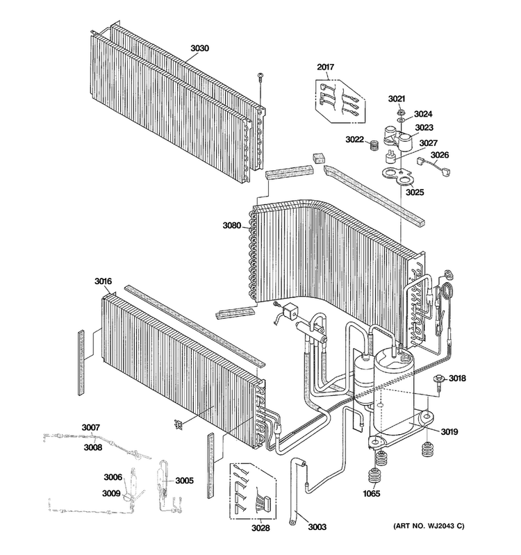 Unit Parts Diagram and Parts List for AZ41E09DAPW4  General Electric Air Conditioner