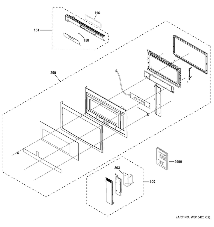 Control Panel & Door Parts Diagram and Parts List for PVM9005SJ2SS  General Electric Microwave