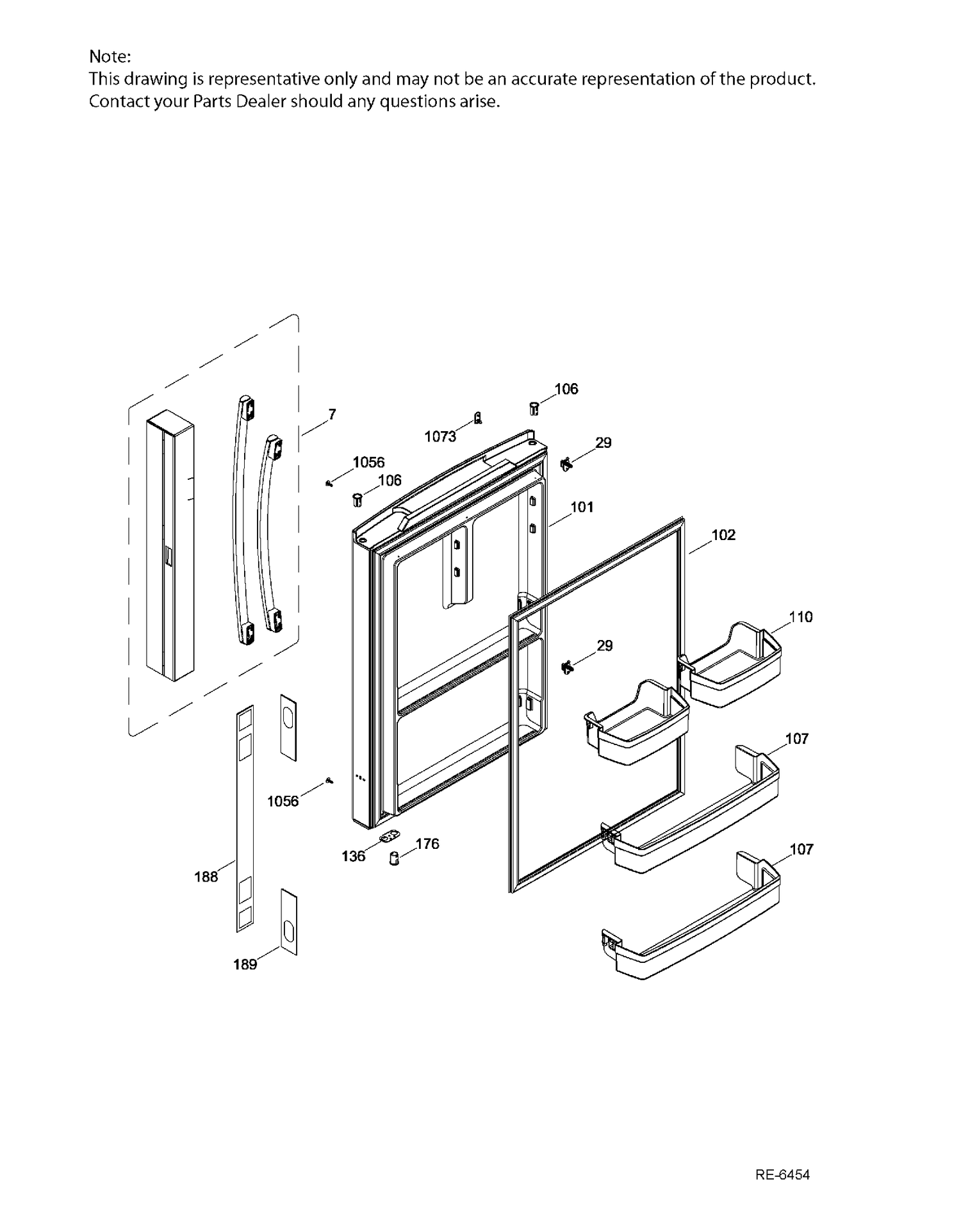 FF DOOR Diagram and Parts List for PDE21KGKAKWW  General Electric Refrigerator