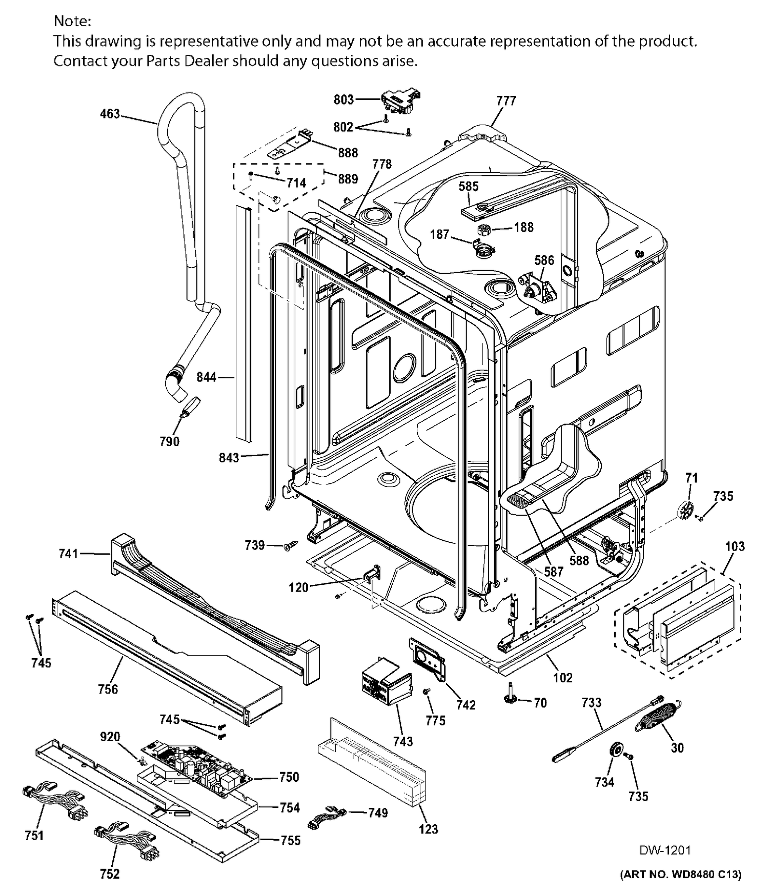 BODY PARTS 1 Diagram and Parts List for ZDT870SSF5SS  General Electric Dishwasher