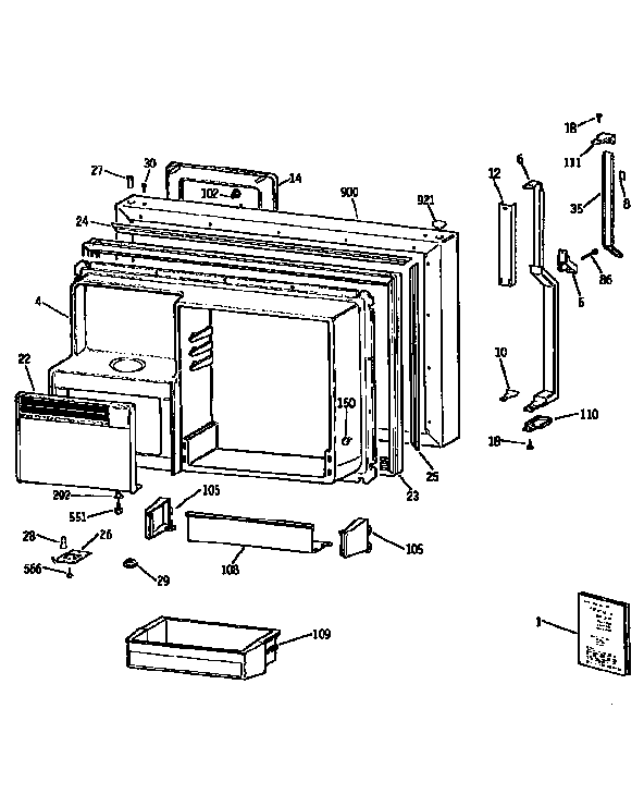 Freezer Door Diagram and Parts List for TBX25PCSLLA  General Electric Refrigerator