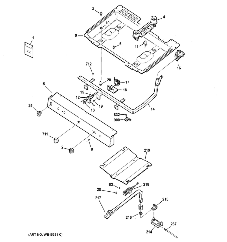 Gas & Burner Parts Diagram and Parts List for JGBS10DEF1BB  General Electric Range