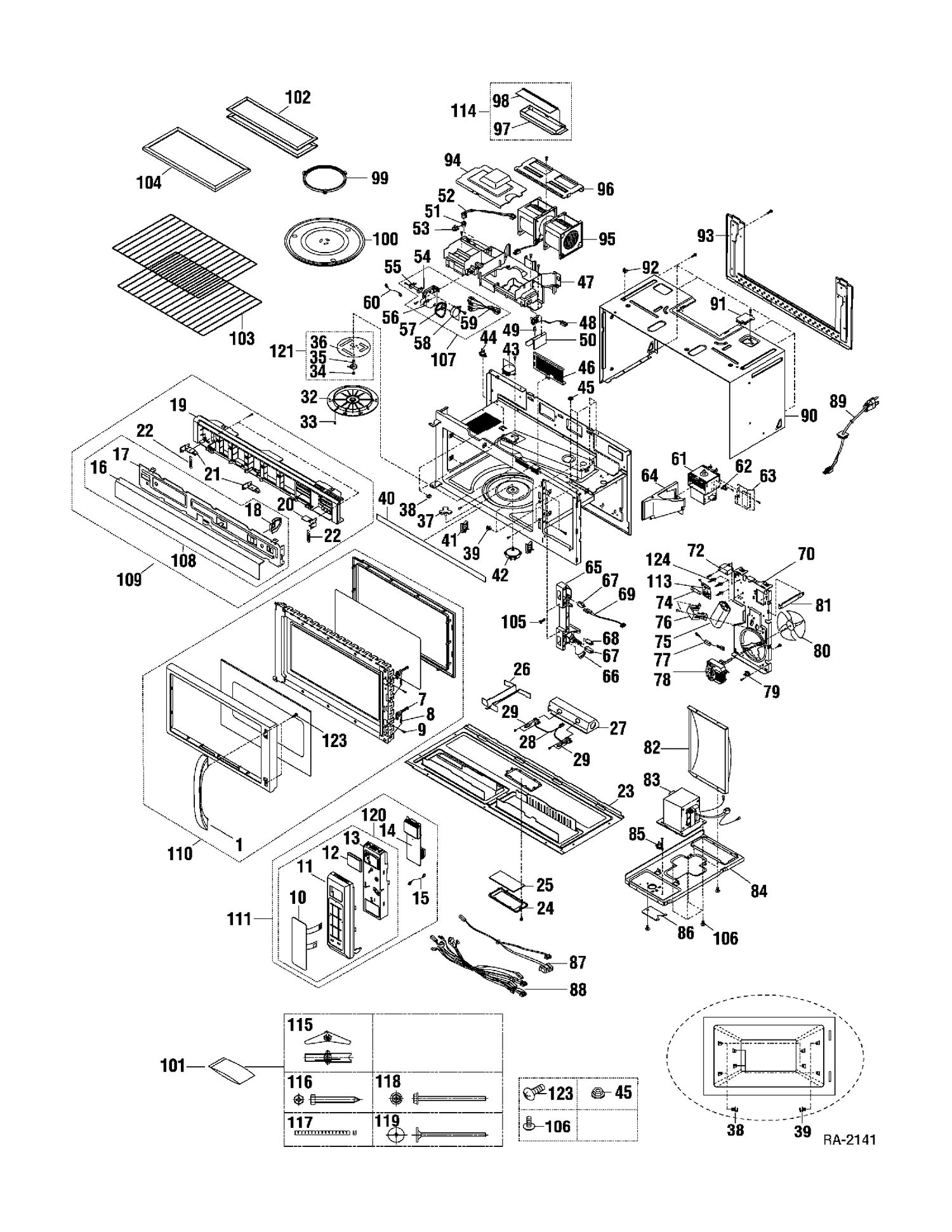 MICROWAVE Diagram and Parts List for JVM1870SFC03  General Electric Microwave