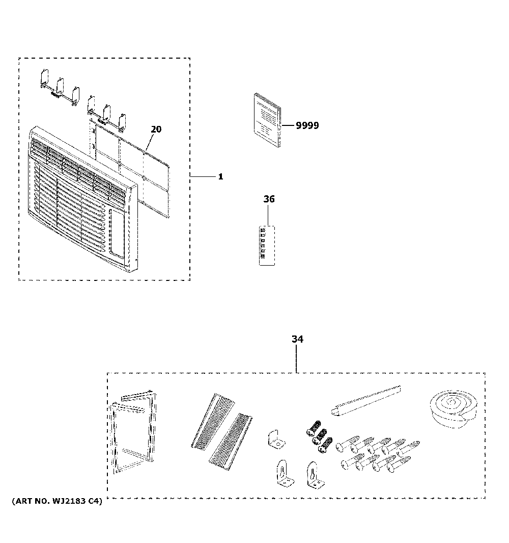 Room air conditioner Diagram and Parts List for QHQ06LZQ1  General Electric Air Conditioner