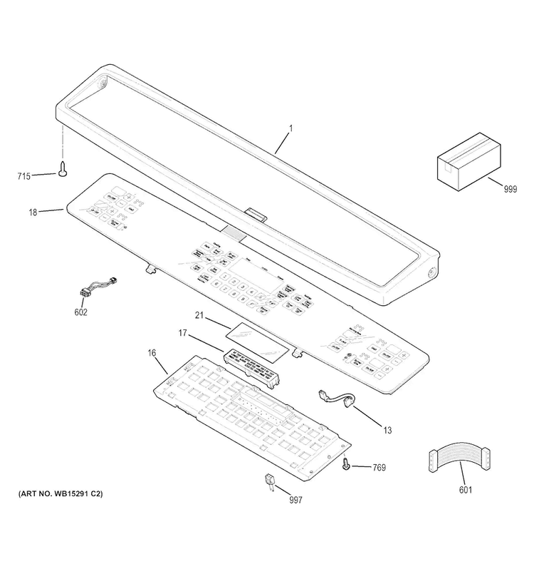 Control Panel Diagram and Parts List for PS950EF1ES  General Electric Range
