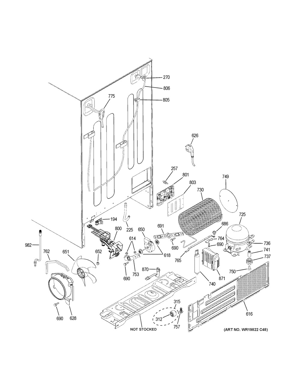 Machine Compartment Diagram and Parts List for PSS28KSHKCSS  General Electric Refrigerator