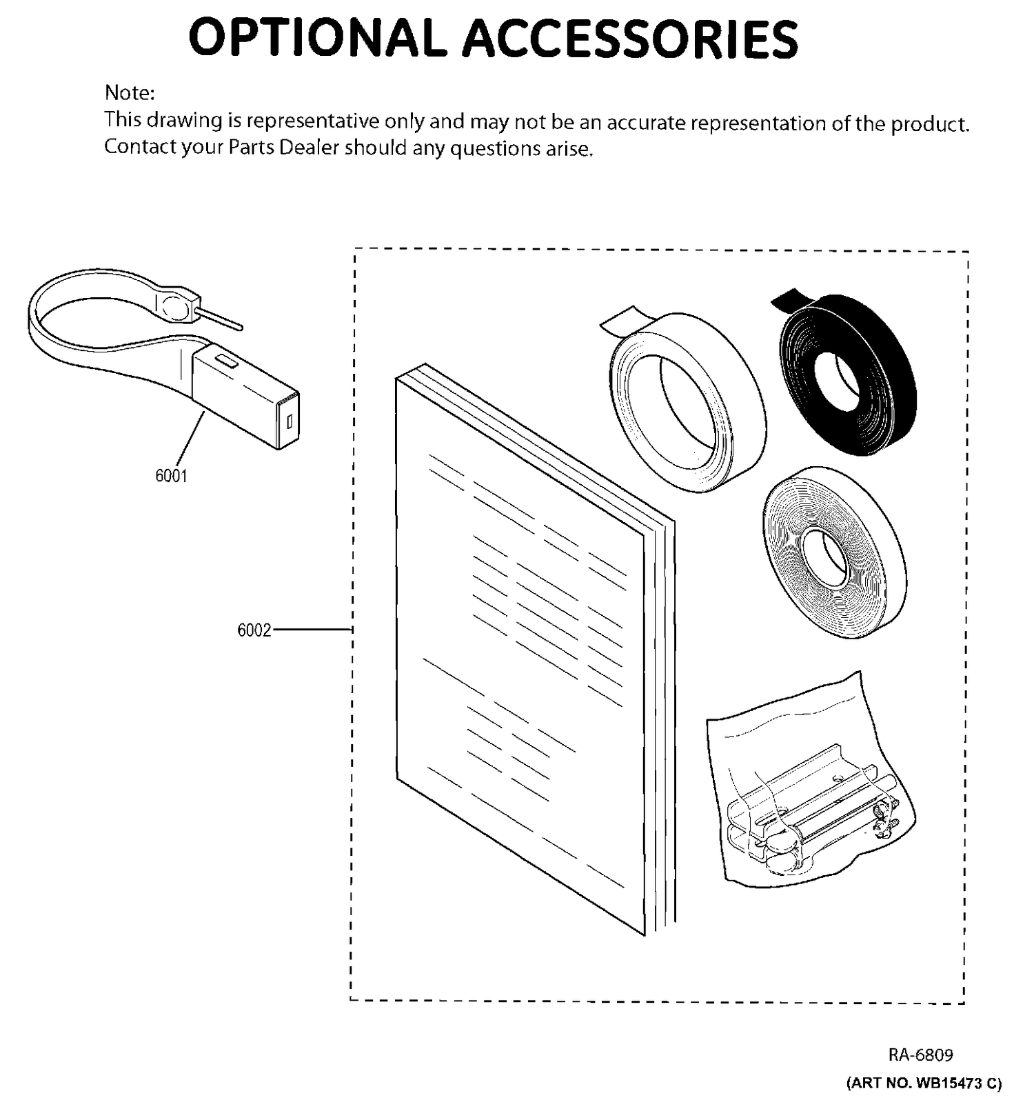 OPTIONAL ACCESSORIES Diagram and Parts List for ZHU36RSJ2SS  General Electric Range