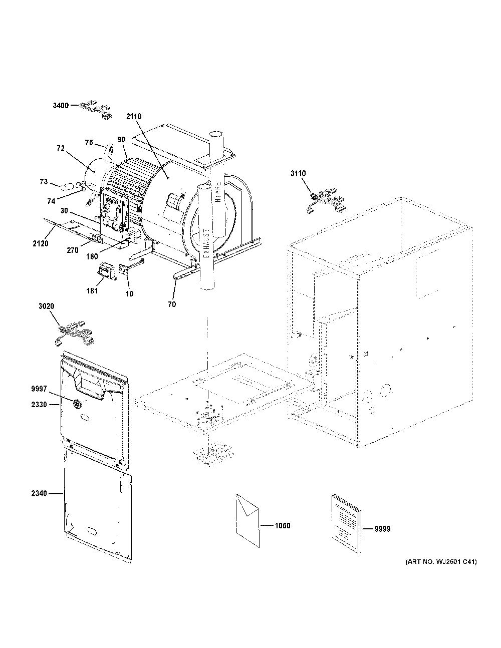 Cabinet Diagram and Parts List for NF80D110S5C53  General Electric Furnace