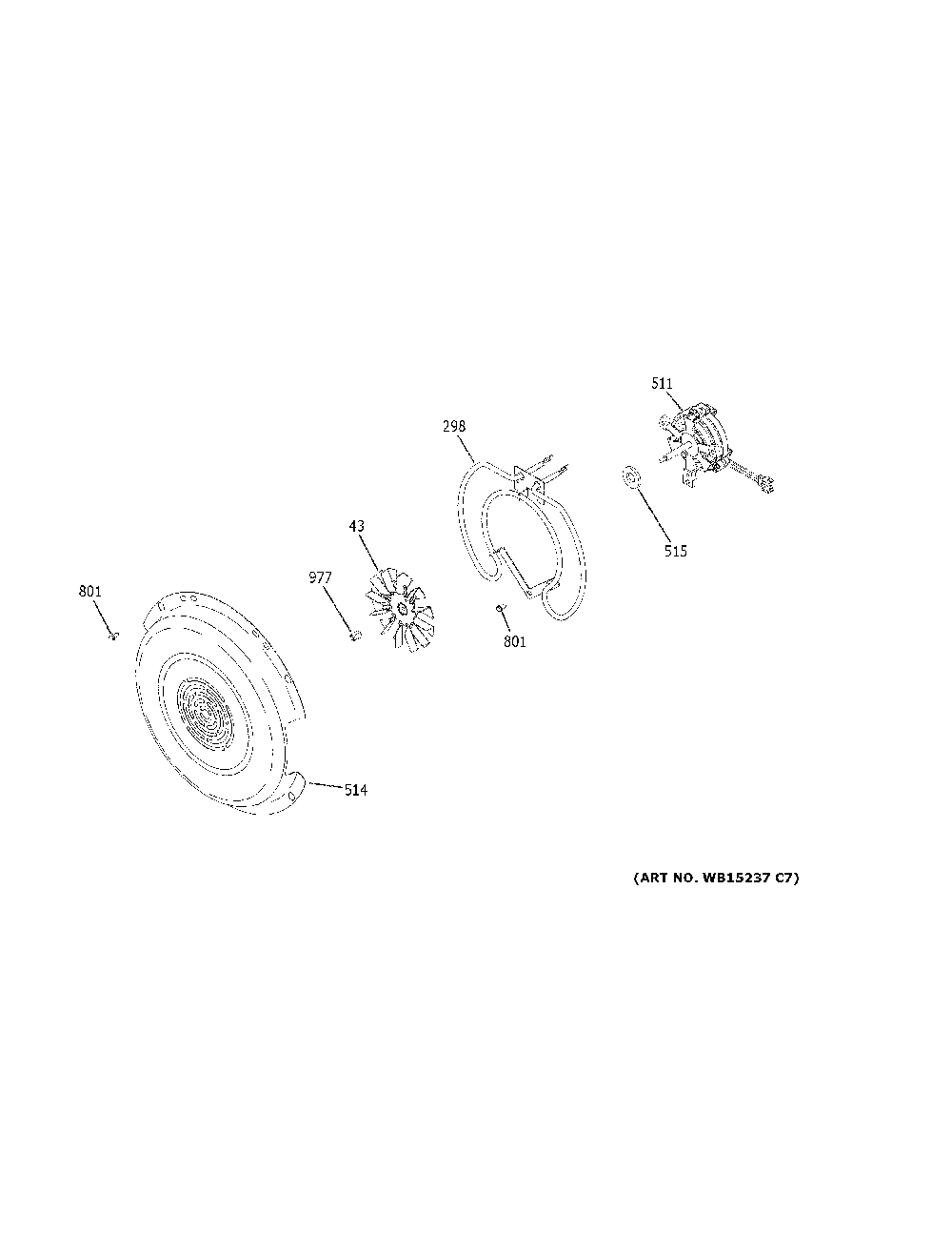 Convection Fan Diagram and Parts List for CES750M2N3S5  General Electric Range