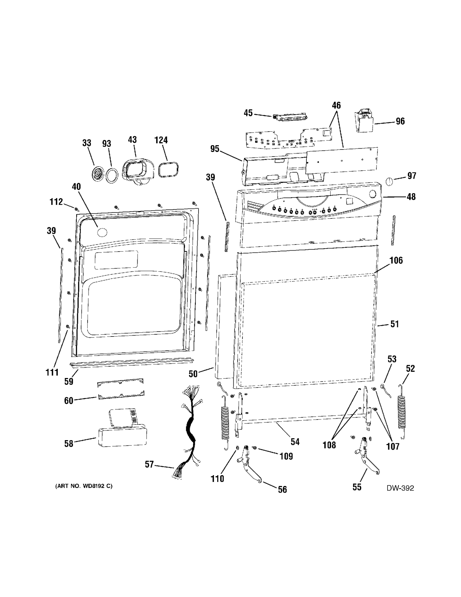 CONTROLS Diagram and Parts List for GCD4800L00BB  General Electric Dishwasher