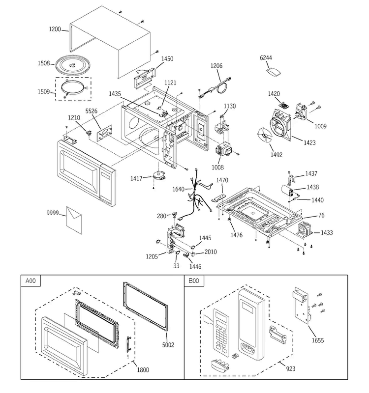 Microwave Diagram and Parts List for JE1160BD01  General Electric Microwave