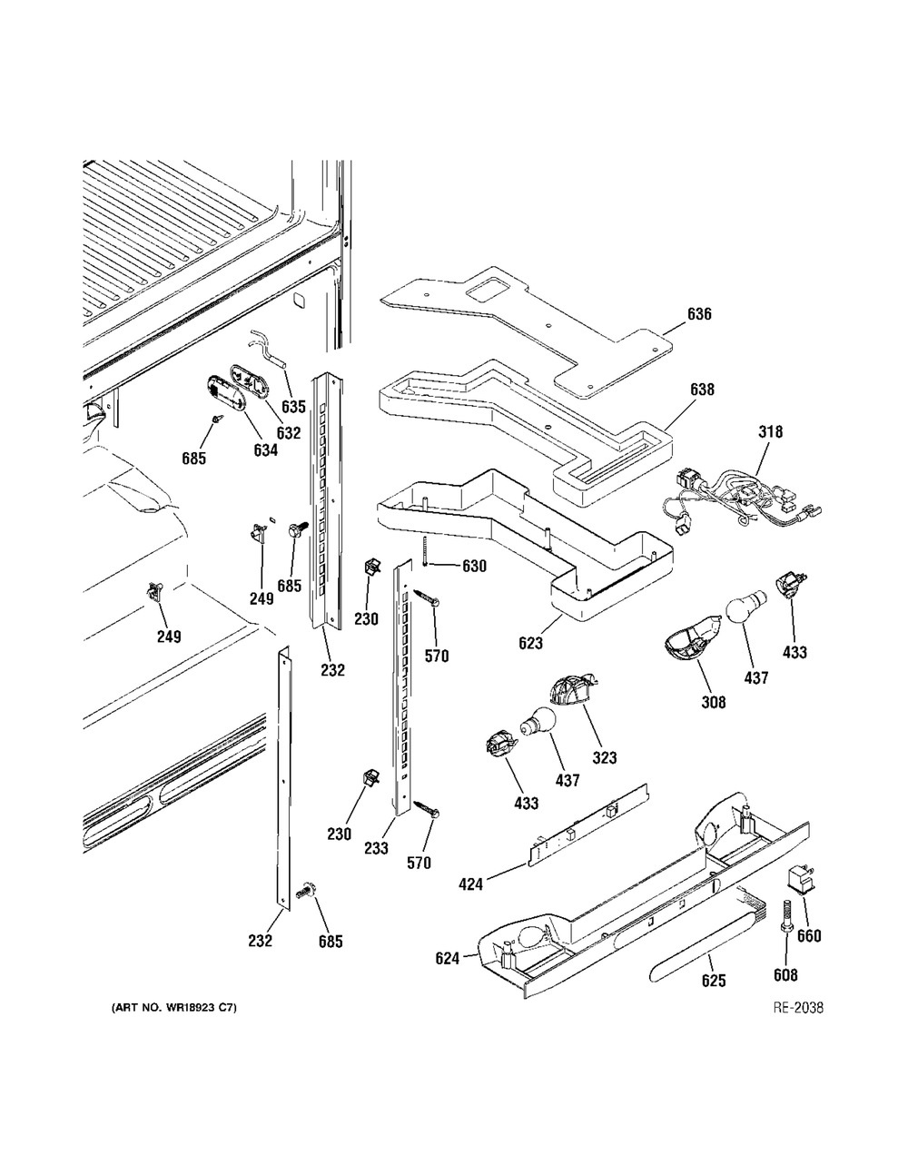 Ff Section Diagram and Parts List for ZDT800SIFII  General Electric Refrigerator
