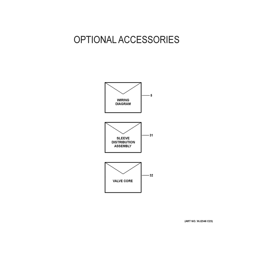 Optional Accessories Diagram and Parts List for NS16H42SA500A  General Electric Air Conditioner