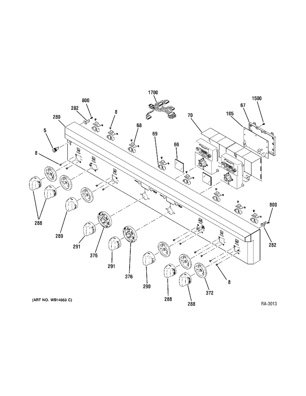 Controls Diagram and Parts List for ZIFP360NXLH  General Electric Freezer