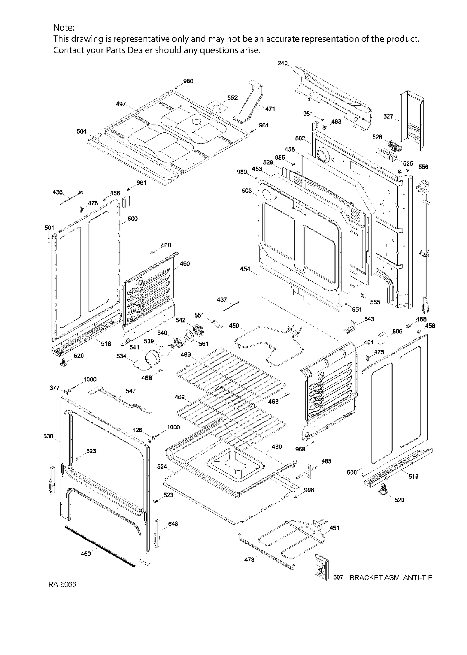 BODY PARTS Diagram and Parts List for JCBS630SJ1SS  General Electric Range
