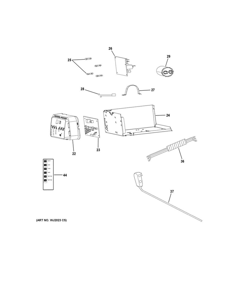 Control Parts Diagram and Parts List for AHH24DWH1  General Electric Air Conditioner