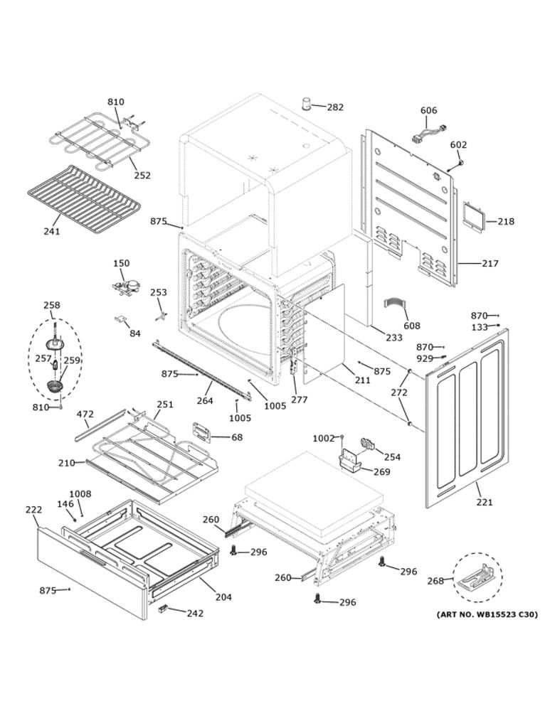 Body Parts Diagram and Parts List for JS760DL5BB  General Electric Range