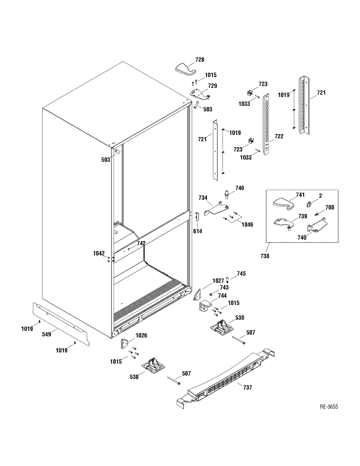 MISC. PARTS Diagram and Parts List for GBRS0HBXARSS  General Electric Refrigerator