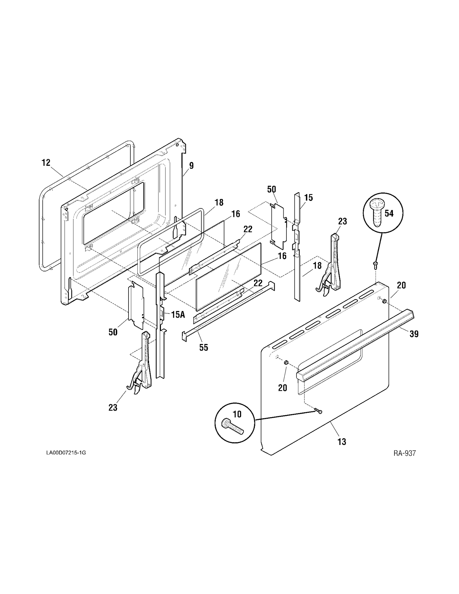 DOOR Diagram and Parts List for MRMF2200KM1  General Electric Range