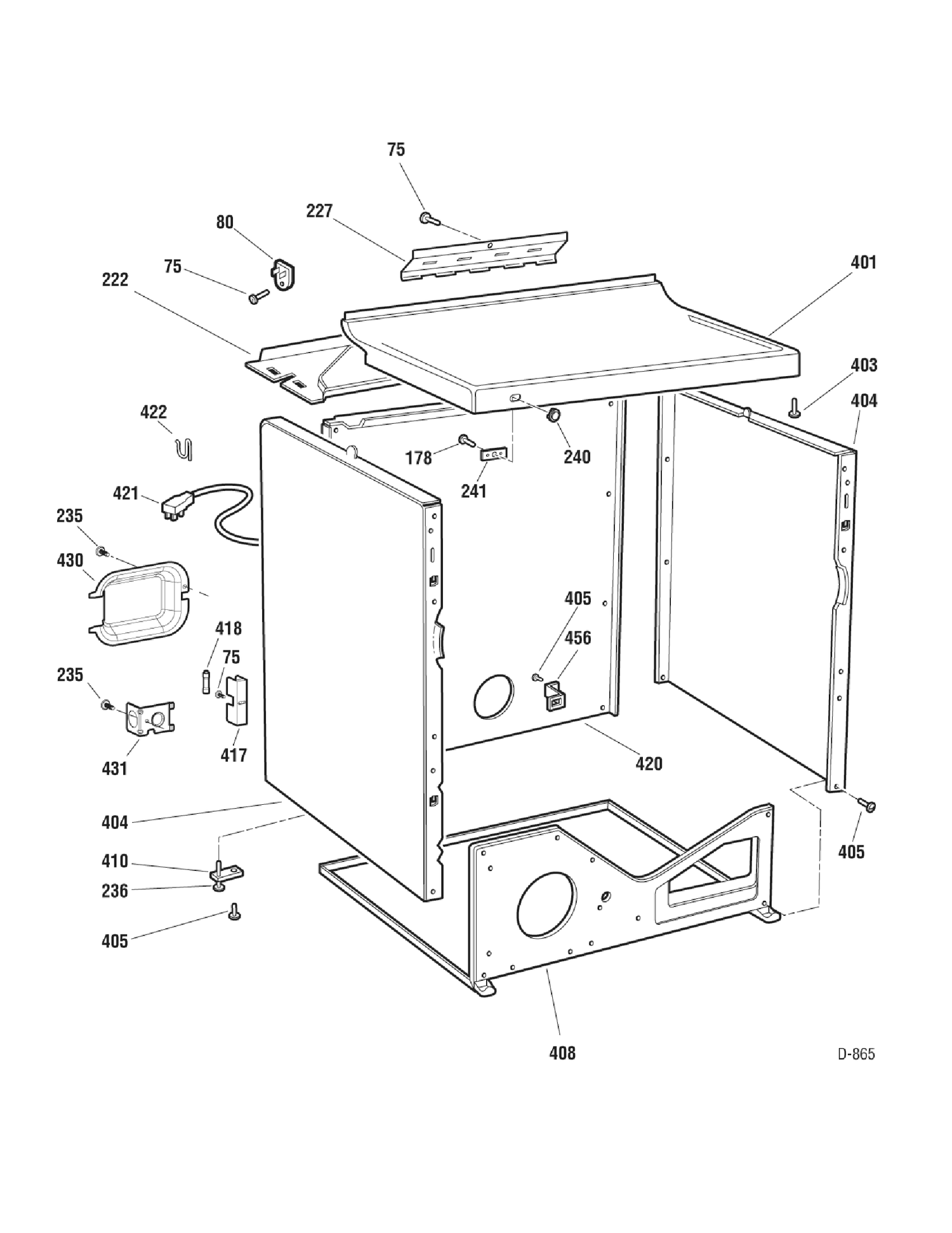 CABINET GROUP Diagram and Parts List for PCCB330GJ3WC  General Electric Dryer