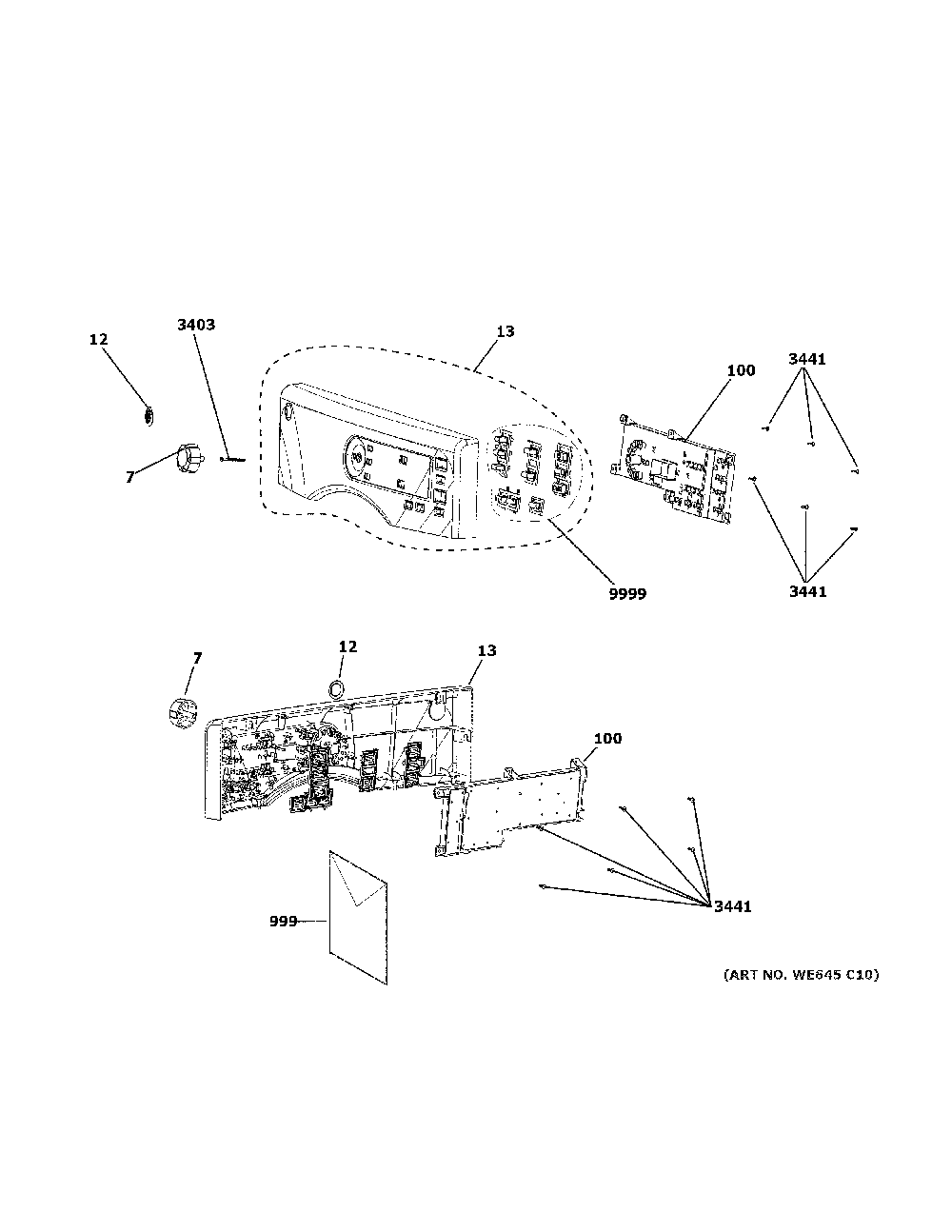 Controls And Backsplash Diagram and Parts List for GFV40ESCM1WW  General Electric Dryer