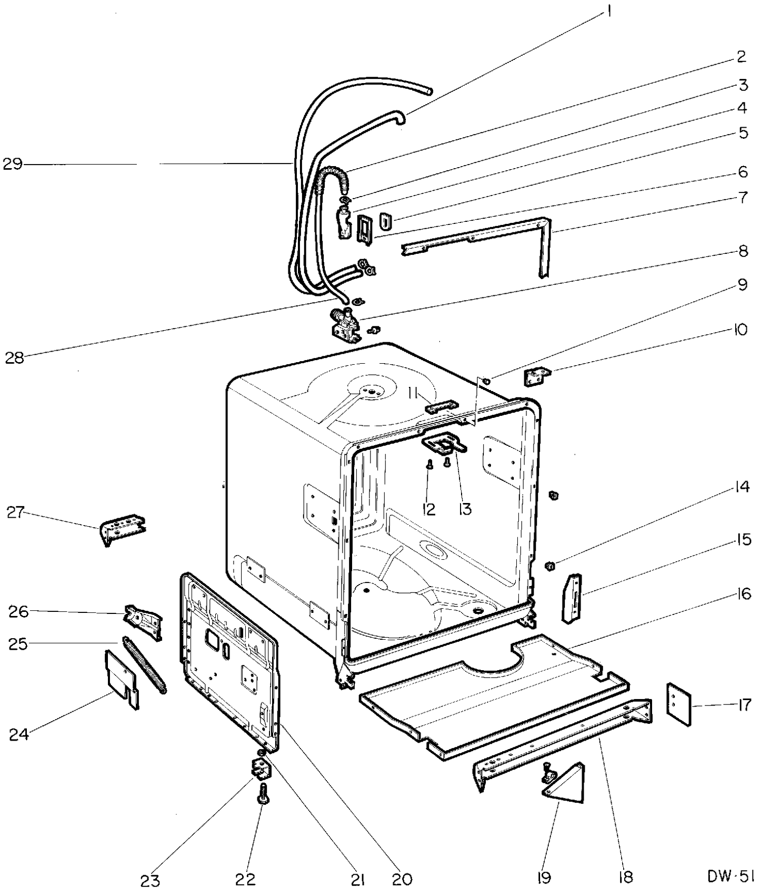 VALVE & TUB GROUP Diagram and Parts List for 41290B118  General Electric Dishwasher
