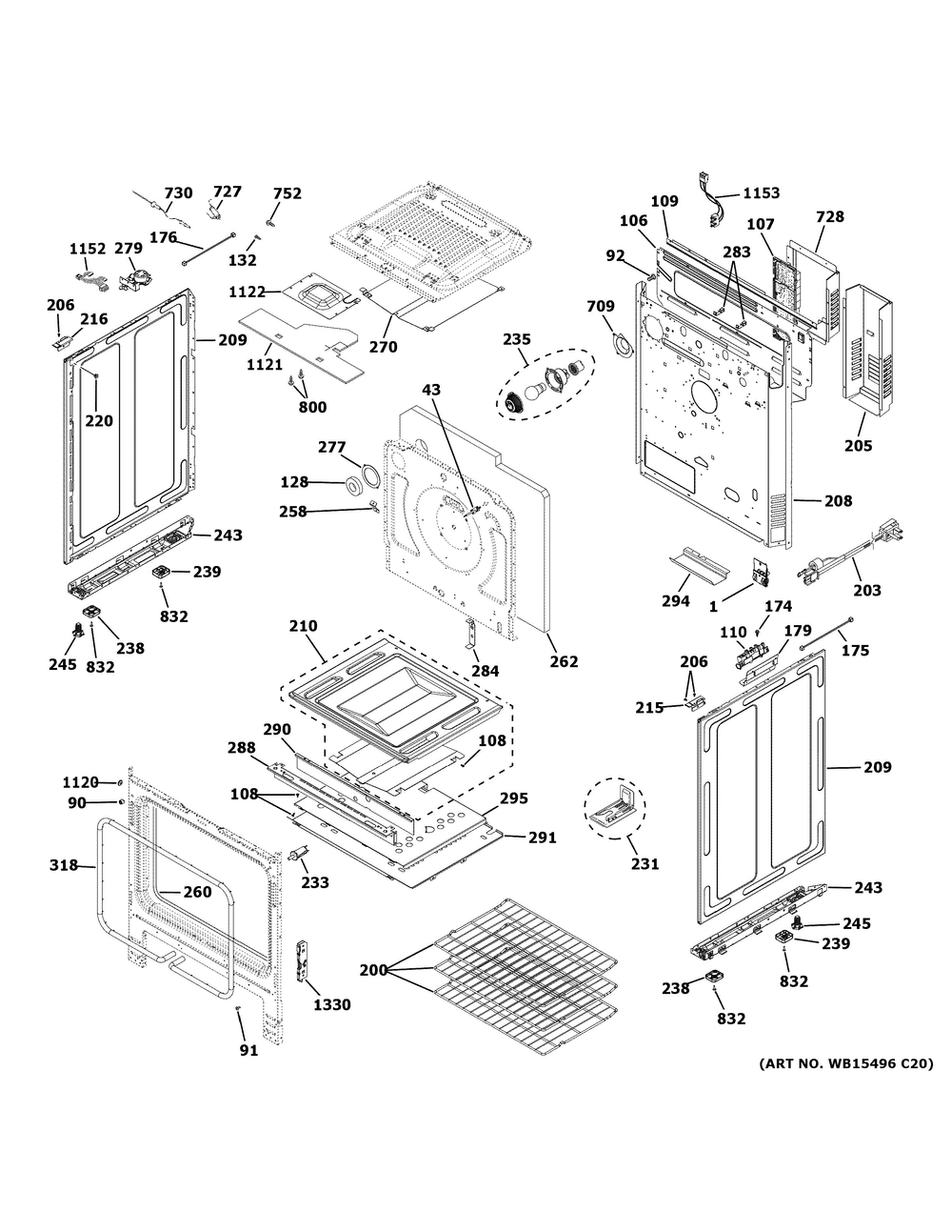 Body Parts Diagram and Parts List for PGS930YP8FS  General Electric Range