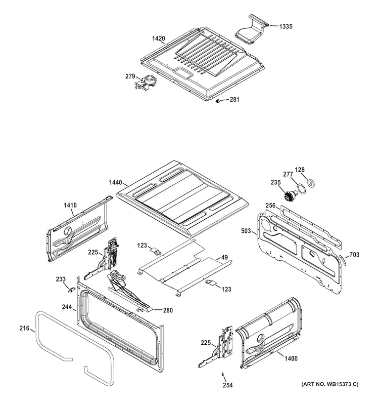 Upper Oven Diagram and Parts List for JGB870SEF1SS  General Electric Range