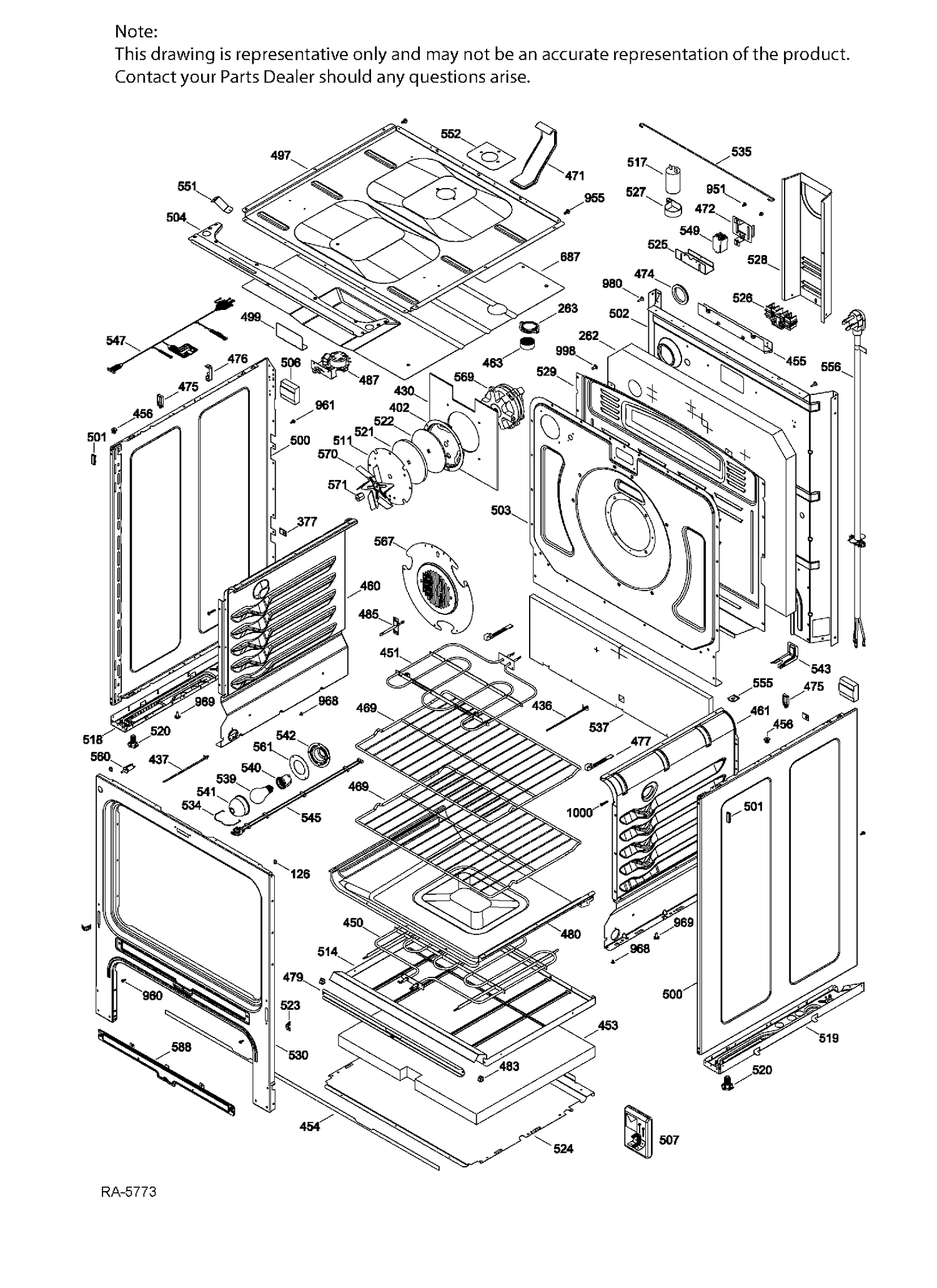 BODY PARTS Diagram and Parts List for JCB830DJ1WW  General Electric Range