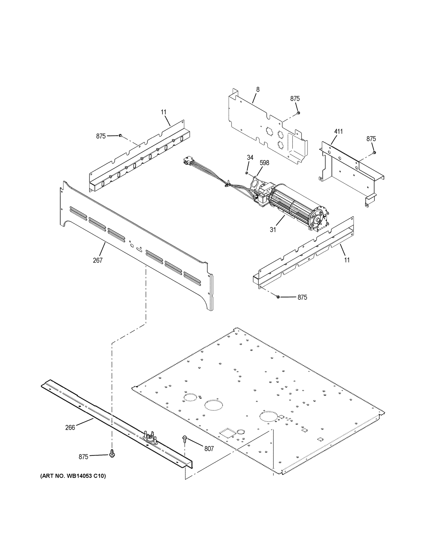 CENTER SPACER Diagram and Parts List for CK7500SH3SS  General Electric Wall Oven