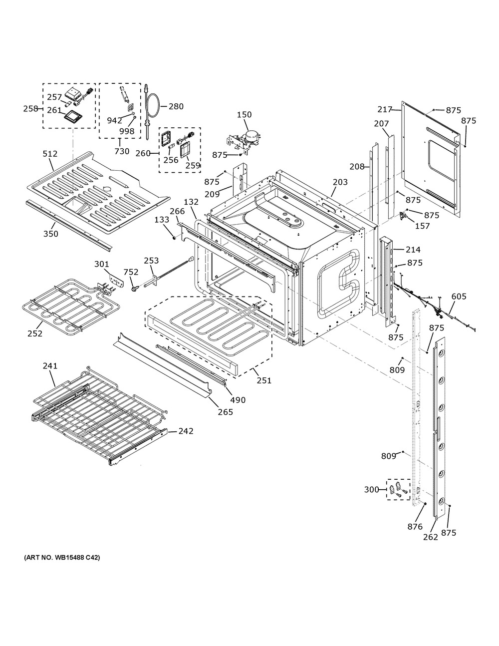 Upper Oven Diagram and Parts List for CTD90DP2N3S1  General Electric Wall Oven