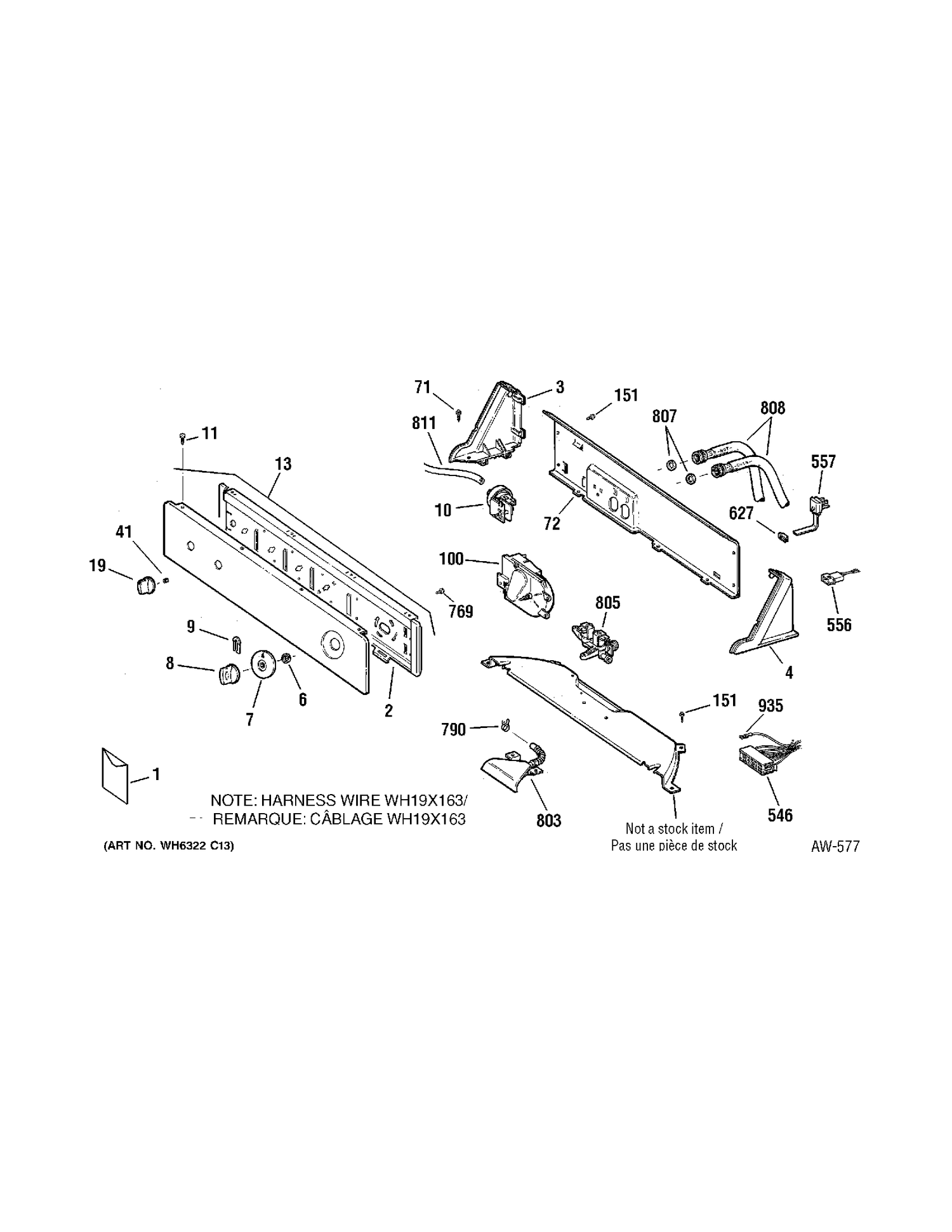 CONTROL PANEL Diagram and Parts List for HNXRP070DAWW  General Electric Washer