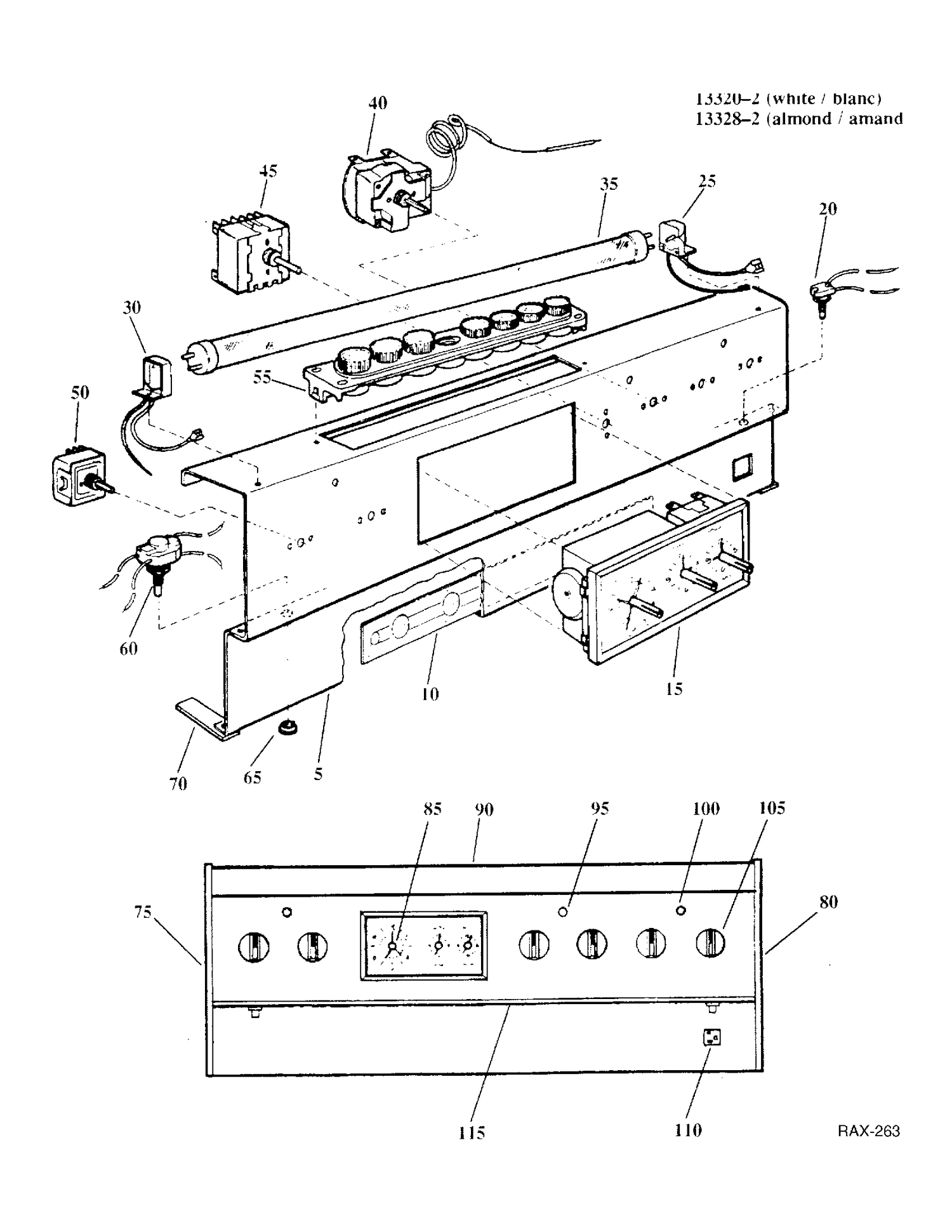 PANEL CONTROL GROUP Diagram and Parts List for 13328-2  General Electric Range