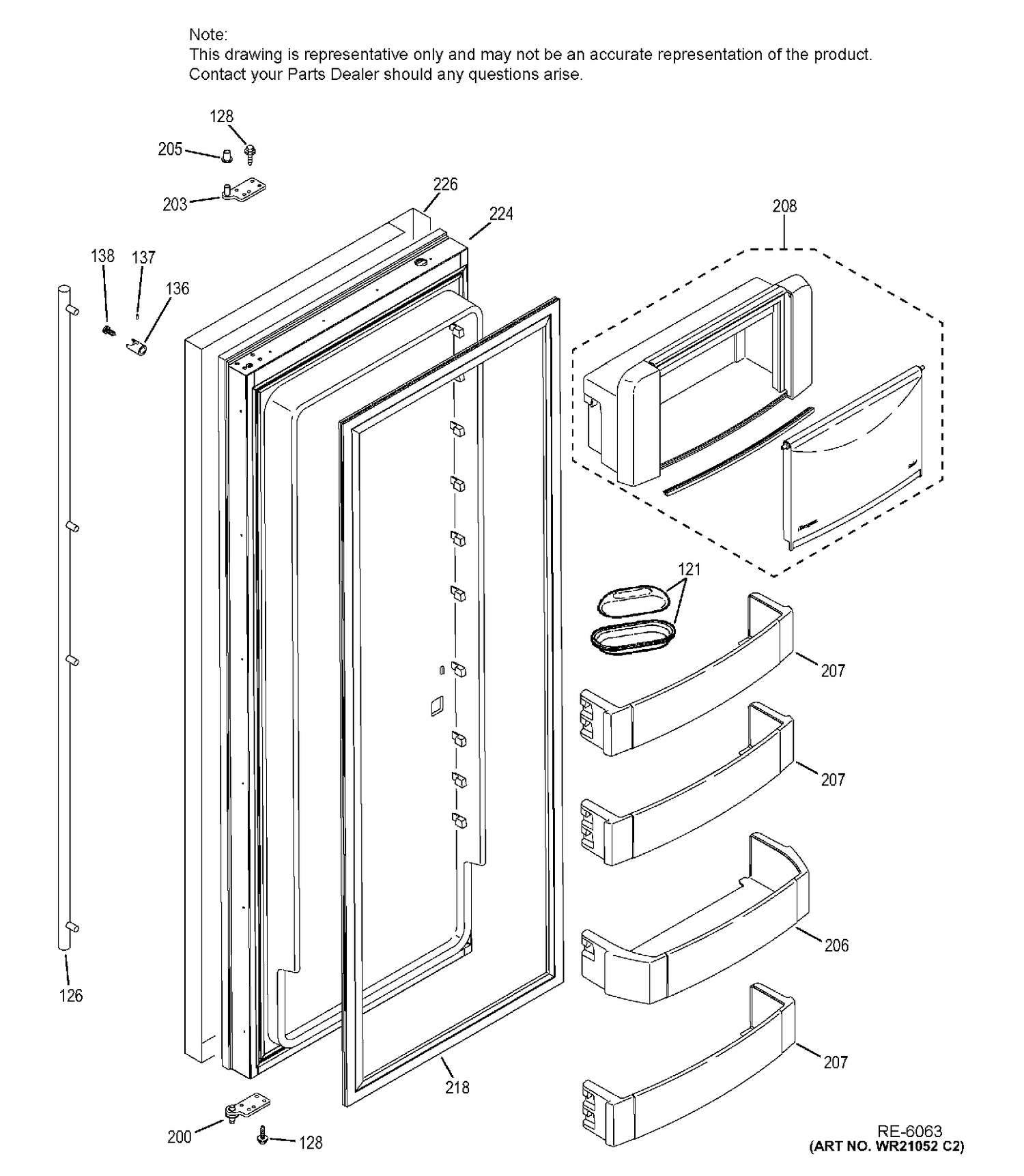 FRESH FOOD DOOR Diagram and Parts List for ZISS360DXCSS  General Electric Refrigerator
