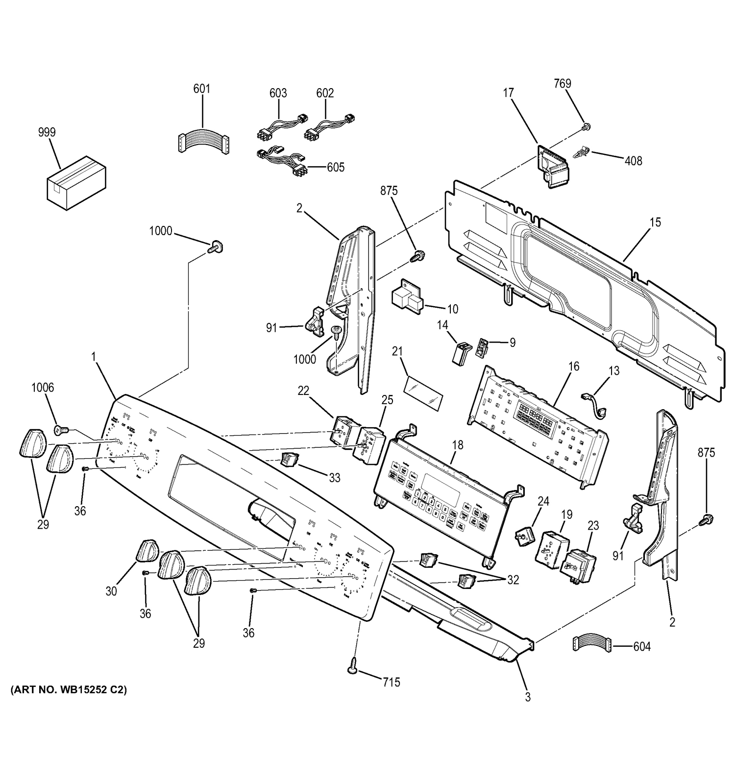 CONTROL PANEL Diagram and Parts List for PB930TF2WW  General Electric Range