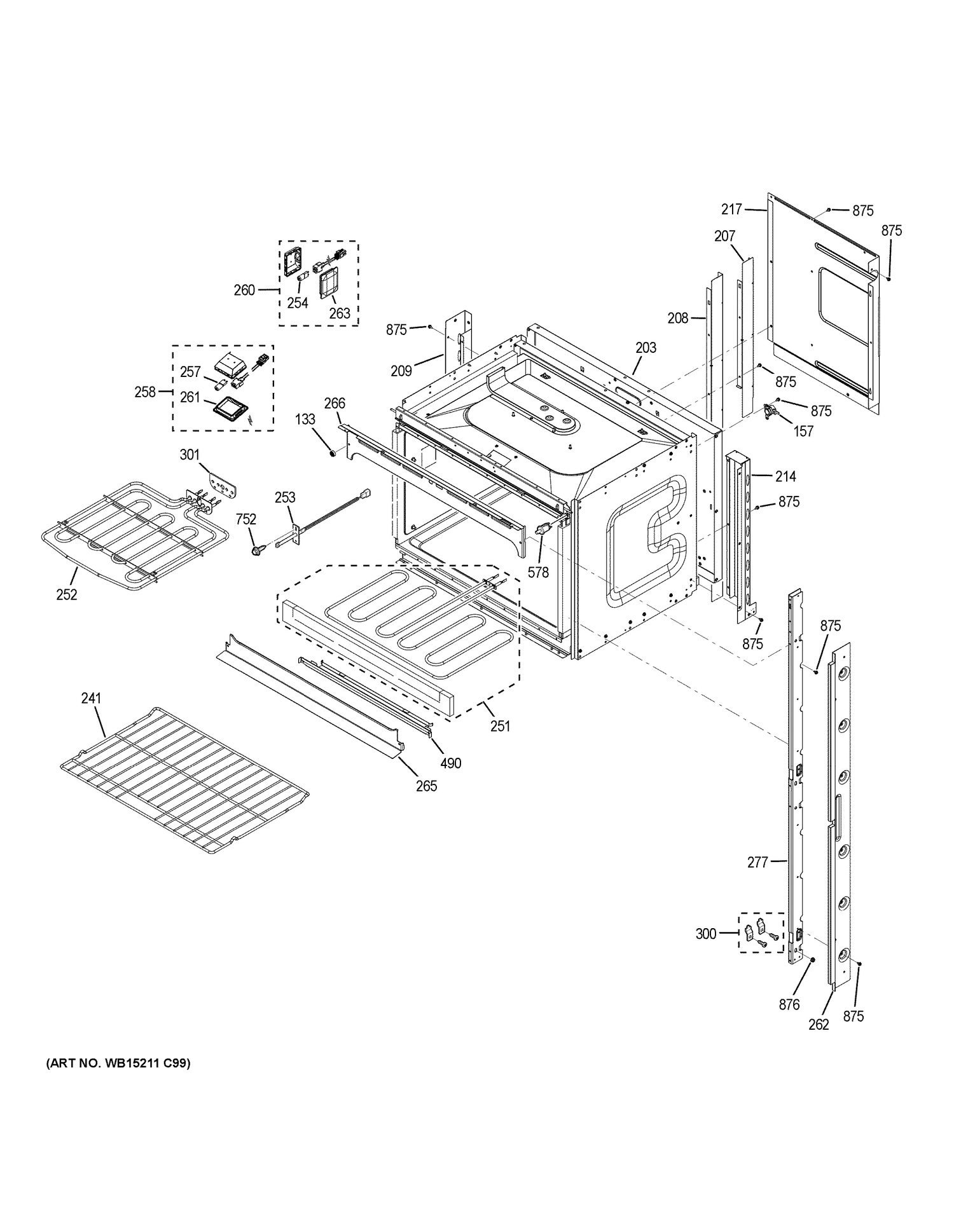 UPPER OVEN Diagram and Parts List for JT5500SF5SS  General Electric Wall Oven