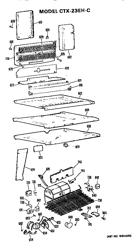 Unit Parts Diagram and Parts List for CTX23EHC  Hotpoint Refrigerator