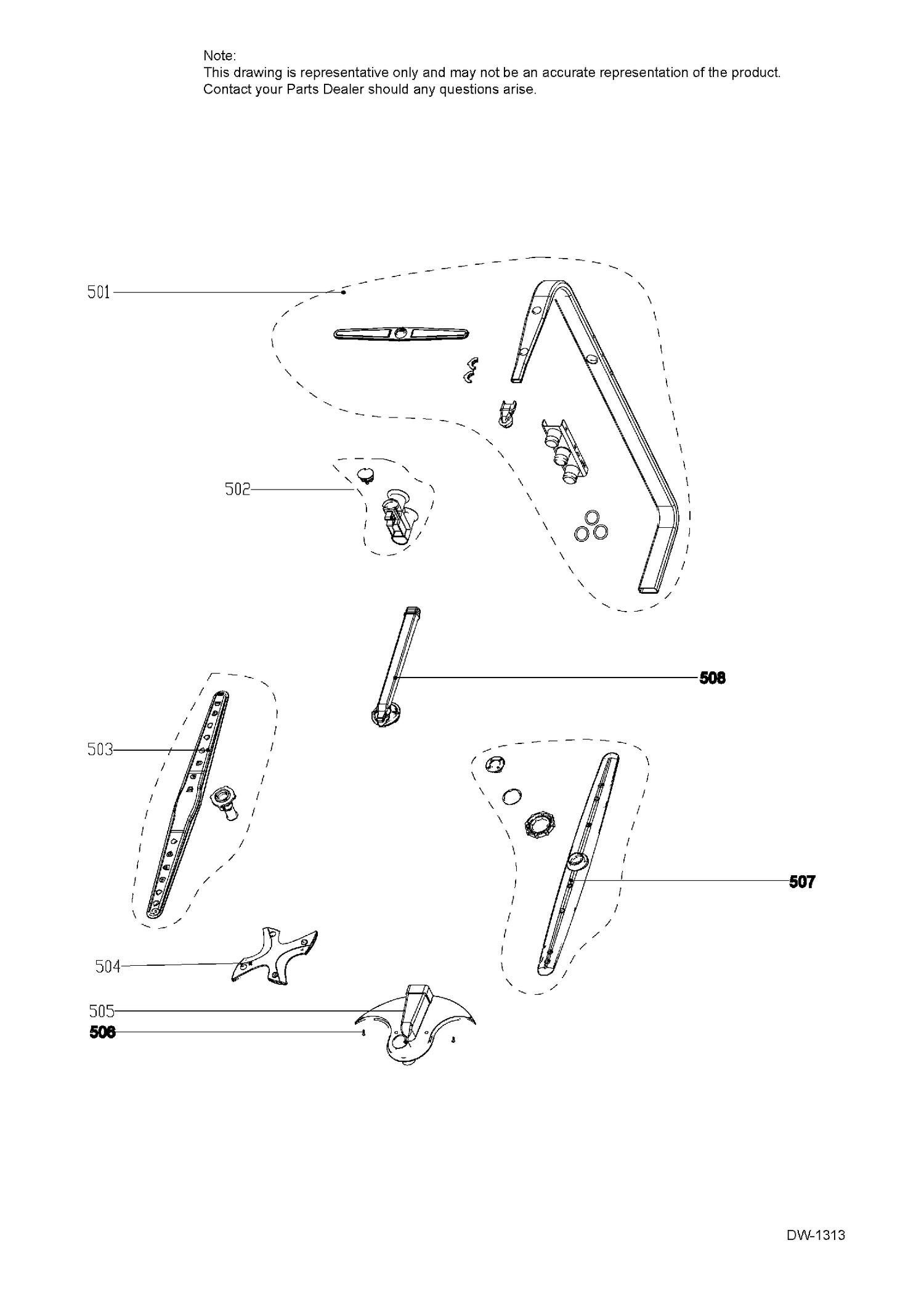 WASH ARM ASM Diagram and Parts List for PDT660SGF2BB  General Electric Dishwasher