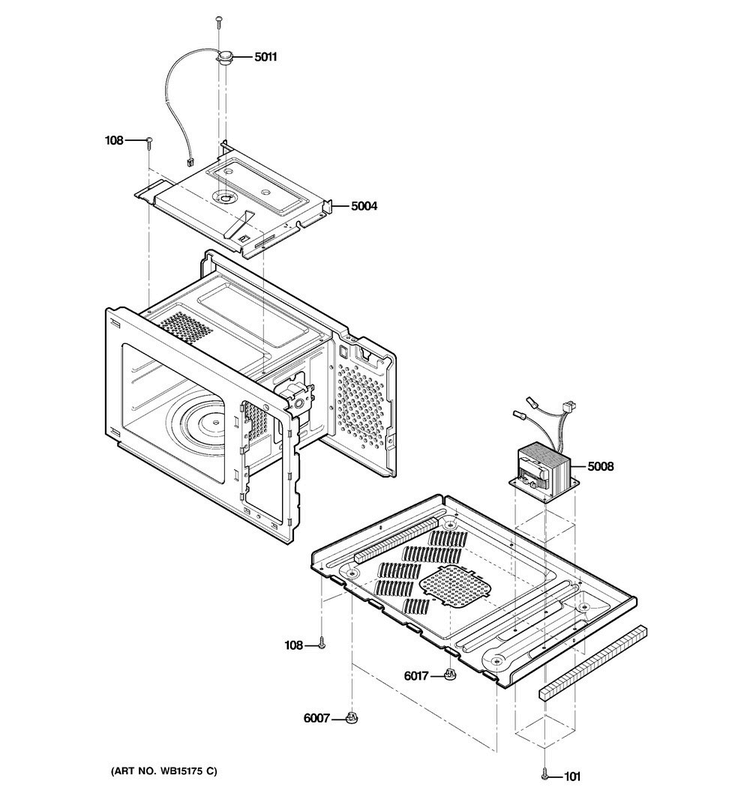 Sensor & Base Pan Parts Diagram and Parts List for CEB1590SS3SS  General Electric Microwave
