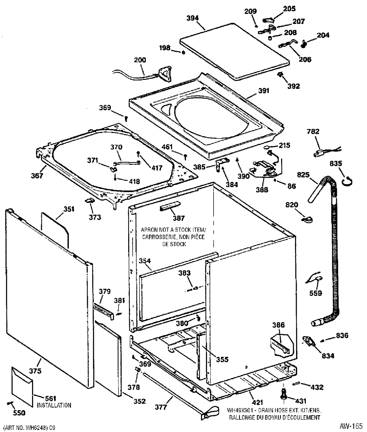 CABINET Diagram and Parts List for ZPSQ3120TAWW  General Electric Washer