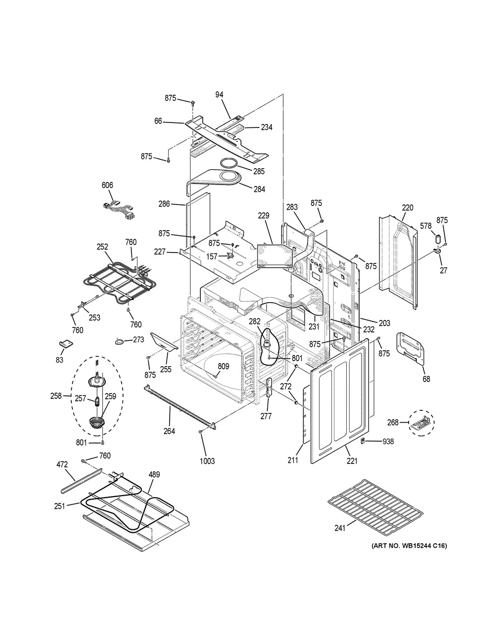 Body Parts Diagram and Parts List for PHB920FJ4DS  General Electric Range