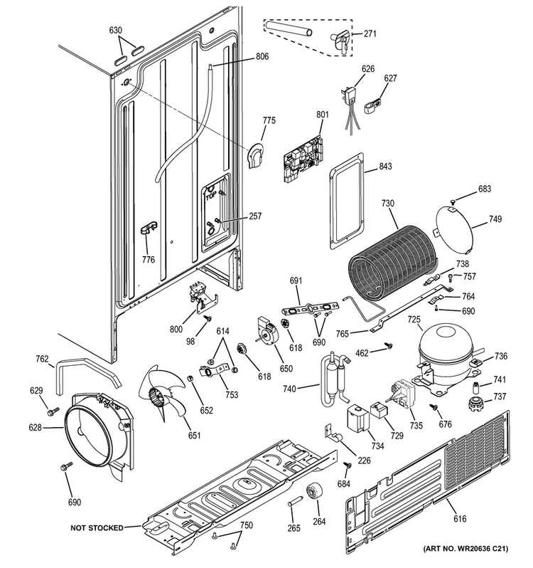 Machine Compartment Diagram and Parts List for GSE22ETHBWW  General Electric Refrigerator