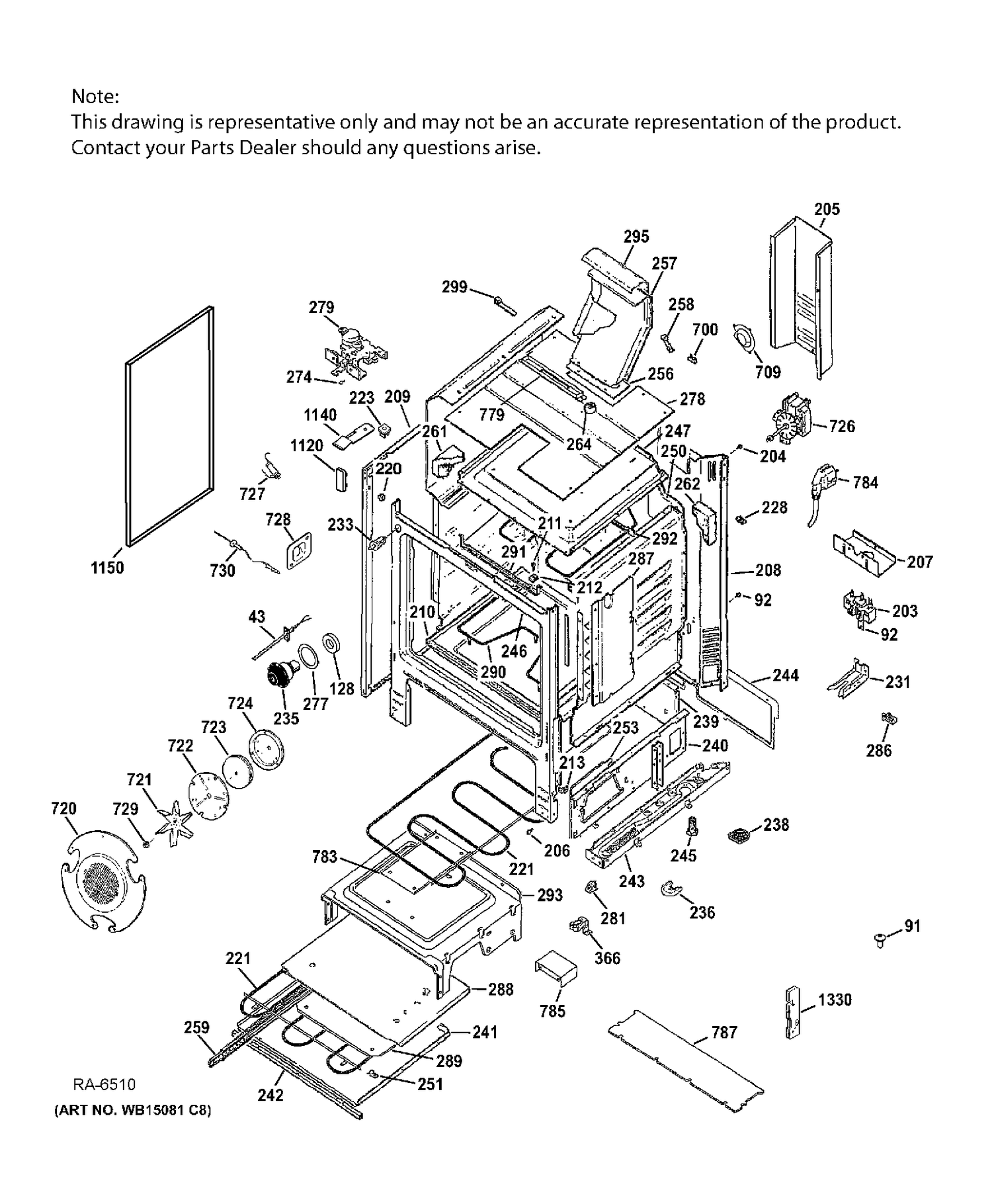 BODY PARTS Diagram and Parts List for CC2S985SET8SS  General Electric Range